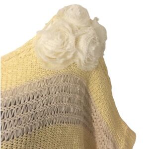 Trendology Butter Yellow Striped Rosette  Oversized Loose Drop-shoulder Sweater